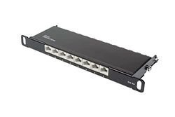 Good Connections Pannello patch da 10" – per alloggiamenti a parete/armadi di rete da 10" – Cat. 6A, 500 MHz – compatibile con GIGABIT – 8 porte – 0,5U – schermato – apertura senza attrezzi – nero