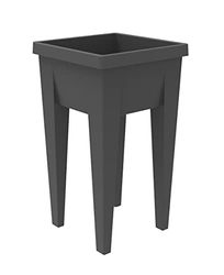 EDA - Espace Potager Veg&Table AROMATIQUE 23L - Zone Rétention d'eau - Pieds Creux avec Bouchon Evacuation - 38,5 x 38,5 x 68 cm - Gris Anthracite