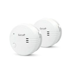 Garza - Pacote de 2 detetores de fumo mini, design ultracompacto, sensor fotográfico, alarme 85 dB, bateria 9 V incluída, instalação sem cabos, indicador LED e botão teste