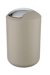 WENKO Portarifiuti con coperchio basculante Brasil L taupe - infrangibile Capacità: 6.5 l, TPE, 19.5 x 31 x 19.5 cm, Tortora