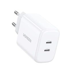 UGREEN USB C-laddare 40 W 2-port USB-C strömförsörjning PD 3.0 laddare dubbel 20 W snabbladdare kompatibel med iPhone 16 Pro Max, 15, 14, 13, 12, HomePod Mini, iPad Pro, Watch 9, Galaxy S24, S23,