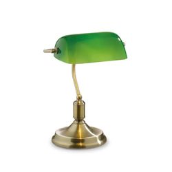 Ideal Lux Lawyer TL1 Lampe de table en métal blanc mat, verre soufflé à la bouche, vert/métal, 42 W, vintage, intérieur