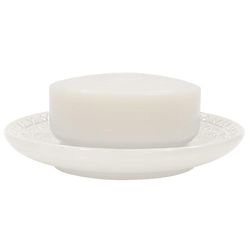 Spirella, stone look, decorative bathroom equipment, soap dish relief, dimensions: 10.3 x 1.3 cm, white, Ceramic, Porte-savon