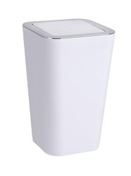 WENKO Poubelle Salle de Bain couvercle oscillant Candy | Poubelle à Couvercle basculant | Plastique haut de gamme| 6L | 18x28,5x18cm | Blanc