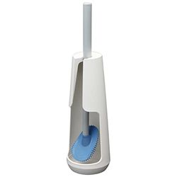 Tiger Tess, Porte-Brosse WC autoportante avec Brosse Flexible Swoop®, Blanc/Gris Clair, 112x112x428mm
