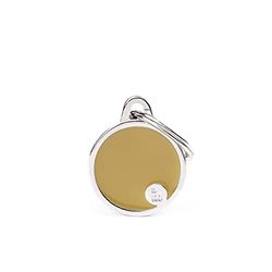 My Family Anpassad ID-skylt för hund Made in Italia, Liten brun cirkel, Gratis graverad hund namnskylt, Handemaljerad, Basic Handmade Collection