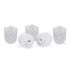 Relaxdays Toiletborstelkop set van 5, losse toiletborsteldraad 9,5 mm, vervangende borstelkop diameter 8 cm, wit, 8 x 9,5 cm