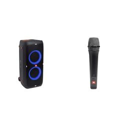 JBL PartyBox 310 Speaker Wireless Bluetooth Portatile con Effetti di Luce, Cassa Altoparlante Impermeabile IPX4 per Feste, Nero & PBM100 Microfono Dinamico Cardioide con Filo, Nero