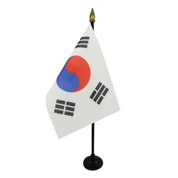 AZ FLAG Bandiera da Tavolo Corea del Sud 15x10cm Punta Dorata - Piccola BANDIERINA SUDCOREANA 10 x 15 cm