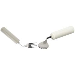 Homecraft Queens Cutlery, Right Handed Fork, Angled (Eligible for VAT relief in the UK) Stainless Steel Adaptive Dining Utensil for Elderly & Queens Cutlery, Right Handed Spoon