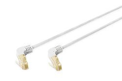 DIGITUS LAN Kabel Cat 6A - 10m - 90° vinklad plugg - RJ45 nätverkskabel - S/FTP skärmad - Grå