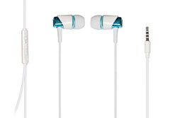 Link Casque avec Microphone, FICHE 3.5 MM, Cable MT 1.2 Fil Blanc ET Casque Blanc-Bleu