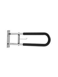 VEVOR Toilet Safety Rail, 30 Inch U-Shaped Handicap Grab Bar, Foldable Senior Safety Pole, Flip Up Toilet Grab Bars with Anti-Slip Handle, 300 Lbs Load Capacity Security Handrail with Paper Holder