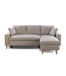 LOUNGITUDE - MARIA SCANDINAVE - Canapé d'angle réversible - Convertible - 4 Places - Coffre - En Tissu - Beige - L227cm