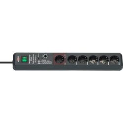 Brennenstuhl Extensão de tomadas Secure-Tec com 6 tomadas de corrente, proteção contra sobretensão e função Main-Follow (cabo de 3 m, interruptor) antracite