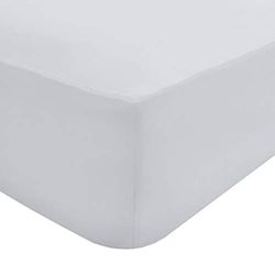 Sleepdown Drap-Housse 100 % Coton égyptien 40 cm de Profondeur 200 Fils pour lit Simple Blanc