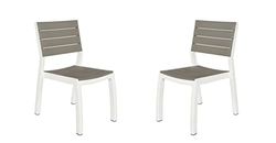 Keter Harmony - Lot de 2 chaises de Jardin pour intérieur et extérieur sans accoudoirs, empilable, Couleur Beige/Taupe
