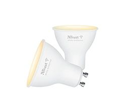 Trust WiFi GU10 Lampadina Smart, Lampadina LED Compatibile con Alexa e Google Nest, Lampadina Dimmerabile, Hub non Necessario, 2.4GHz Lampada WiFi, Faretto LED Bianca, Luce Fredda e Calda - 2 Pezzi