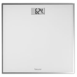 Beurer GS 120 Pèse-personne compact en verre avec effet miroir élégant, format compact peu encombrant, 27 x 26 cm, affichage LCD bien lisible, hauteur des chiffres 22 mm, balance numérique plate