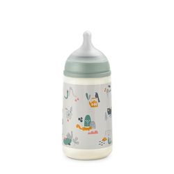 Suavinex, SX Pro Fysiologische fles 270 ml, fles met anti-koliek ventiel, fles met gemiddelde stroom (M), voor baby's vanaf 3 maanden, walk groen