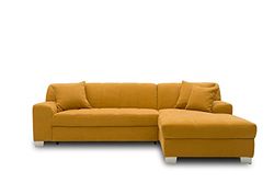 DOMO collectie Capri Hoekbank in L-vorm, gestoffeerde hoek sofa set, mango geel, 239x152x75 cm