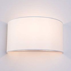 Harper Living 1130 - Lampada da parete con interruttore, Paralume in tessuto semicircolare, Compatibile LED, 1x40 W (E27), Bianco (avorio), 28 x 14 x 14 cm