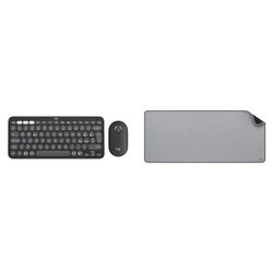 Logitech Pebble 2 Combo, kit tastiera e mouse wireless discreto, portatile e personalizzabile & Desk Mat - Studio Series, Multifunzione, Tappetino per Mouse Esteso