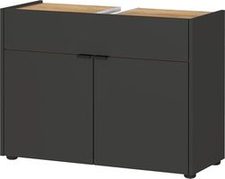 Germania wastafelonderkast 4497-549 GW-Forano, in grafiet/Navarra-eiken-Nb., met sifonuitsparing, 80 x 60 x 34 cm (b x h x d)