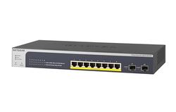 NETGEAR 10-Port Gigabit Ethernet Smart Managed Pro PoE Switch (GS510TPP) - with 8 x PoE+ @ 190W, 2 x 1G SFP, Desktop/Rackmount, and ProSAFE Lifetime Protection, Black