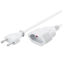 Goobay 50509 Alargador de cable de alimentación / cable de red / cable alargador para enchufe euro tipo C a toma euro tipo C / 5m / 250V / 0,75 mm² cable de plástico 2 / Blanco