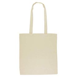 eBuyGB Shopping Tote Shoulder Bag, 100% Cotton, Beige,4 oz (Pack of 2)