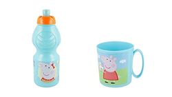 ALMACENESADAN - 4735, Peppa Pig Pack, consisting of 350 ml Microwave Cup and 400 ml Water Bottle, Reusable, BPA Free