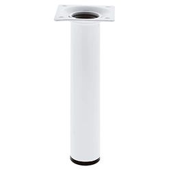 Amig - Pata Redonda para Mueble - Mod. 4 - Ø30 x 200 mm - con Tornillo de Regulación - Atornillable por 4 Puntos - Resiste hasta 15 Kg/Pata - Acero Blanco