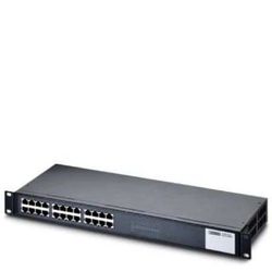 PHOENIX CONTACT FL SWITCH 1824 Ethernet switch, 24 porte Ethernet anteriori in formato RJ45, rilevamento automatico della velocità di trasferimento dei dati da 10 Mbps o 100 Mbps