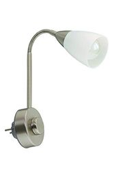 Briloner Leuchten Lampada a innesto Flexarm, lampada a innesto E14, lampada da lettura 25W, incl. dimmer rotativo, bianco nichel opaco, metallo, 25 W