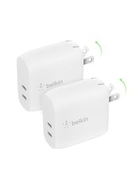 Belkin 40W Dual Port USB-C Wall Charger, USB Type C Charger Fast Charging for iPhone 16, 15, 14, 13, Pro, Pro Max, Ultra, Mini, iPad, AirPods, Samsung Galaxy S25, Galaxy S24, & More - White (2-Pack)