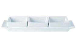Porcelite 222359 Square Shaped Bowls and Tray, 29 cm x 9 cm/11.5" x 3.5" (Pack of 6)