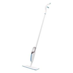Amazon Basics Mocio Spray, 1 Mocio e 1 Panno in microfibra Riutilizzabile, Blu e Bianco