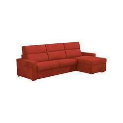 Talamo Italia -Divano fisso con penisola Valeriana, Sofà angolare per salotto, imbottito, sfoderabile, Qualità 100% Made in Italy, 280x160 h100 cm, Arancione