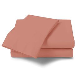 Parure de lit en Percale pour lit Simple - sans Repassage - en Polycoton Facile d'entretien - Rose pâle