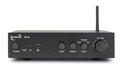 Dynavox Amplificatore stereo VP-40, amplificatore HiFi compatto con ingresso microfono per giradischi, streaming BT, controllo dei bassi e dell'altezza, jack per cuffie, nero