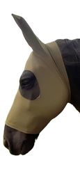 Maschera PERSONALIZZABILE per Cavallo o Pony Mod. Paddock in Tessuto di Lycra con Orecchie Taglia DRAFT Col. VERDE MILITARE