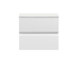 Hudson Reed URB104LCM Urban Modern Bathroom Wall Hung 2 Soft Close Drawer Vanity Unit and Carrera Marble Laminate Worktop, 600mm, Satin White