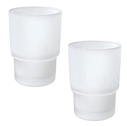 HANQ Tandenborstelbeker, 2 stuks glazen beker tandenborstel mok vervanging voor wandgemonteerde tandenborstelhouder, mondwaterbeker voor badkameraccessoires (mat)