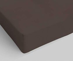 Italian Bed Linen Fitted Sheet "Elegant" with Corner, Microfiber, Single, Brown