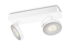 Philips myLiving Clockwork Barra de 2 focos LED, iluminação interior, alumínio, cor branca, luz branca quente