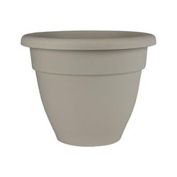 The HC Companies Fioriera rotonda caraibica da 30 cm – Vaso leggero in plastica per interni ed esterni con tappo di drenaggio, pietra cottage