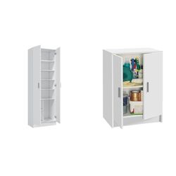 Habitdesign Furniturefactor Armadio/Scarpiera Universale a 2 Ante, Colore Bianco, Legno, 1 & Armadio Multiuso Basso, 2 Ante, Rifinito in Colore Bianco, Misure: 59 cm (Larghezza)