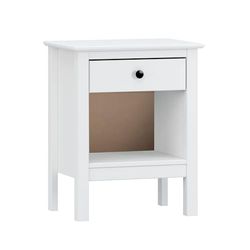 Mesita de 1 cajón de madera maciza color Blanco. (Alto 60 cm/Ancho 48 cm/Fondo 35 cm)