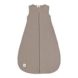 LÄSSIG Babyzomerslaapzak zonder mouwen Muslin katoen GOTS gecertificeerd unisex/Muslin Sleeping Bag taupe, maat 62/68 3-6 maanden